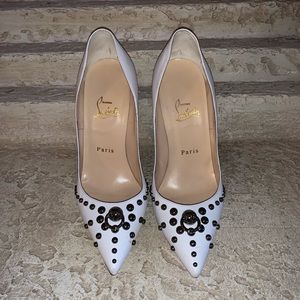 Christian Louboutin White Leather Studded Pump